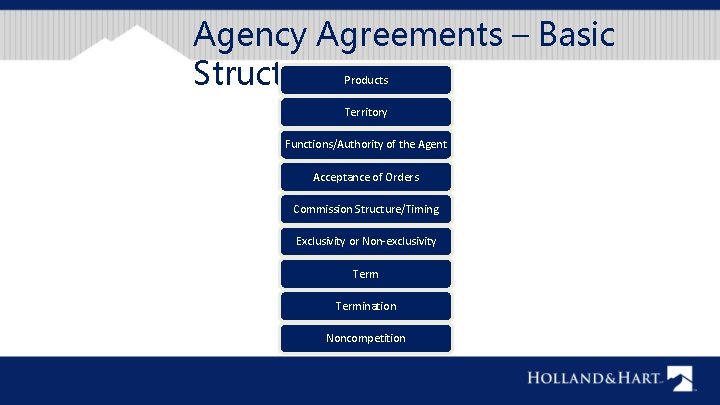 Agency Agreements – Basic Structure Products Territory Functions/Authority of the Agent Acceptance of Orders