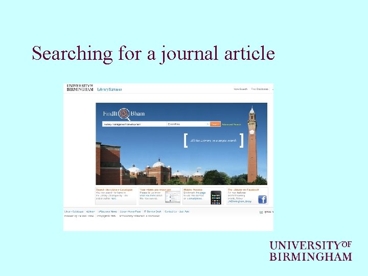 Searching for a journal article 