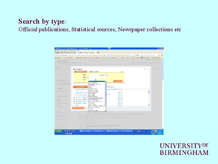 Search by type: Official publications, Statistical sources, Newspaper collections etc 