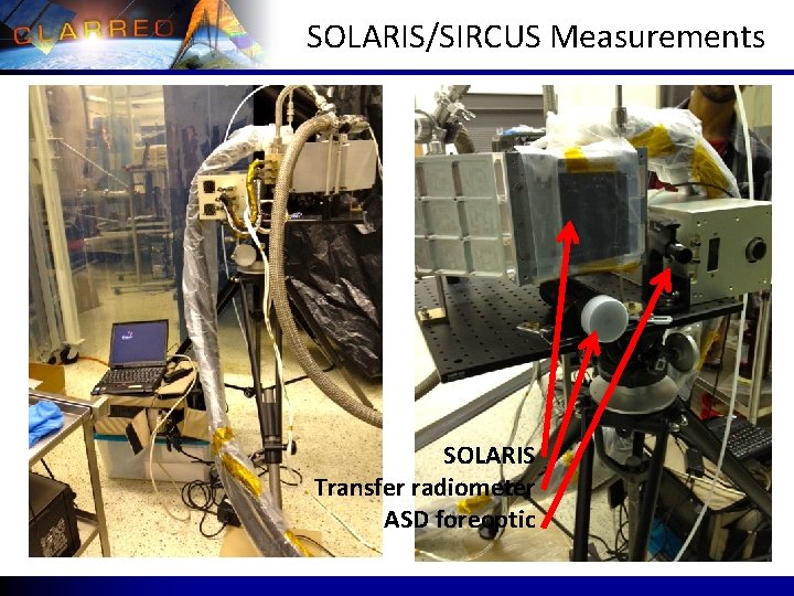 SOLARIS/SIRCUS Measurements SOLARIS Transfer radiometer ASD foreoptic SOLARIS/SIRCUS Measurements SOLARIS Transfer radiometer ASD foreoptic
