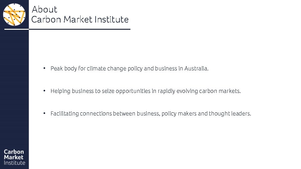 About Carbon Market Institute • Peak body for climate change policy and business in