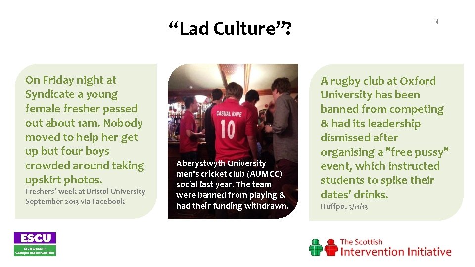 “Lad Culture”? On Friday night at Syndicate a young female fresher passed out about