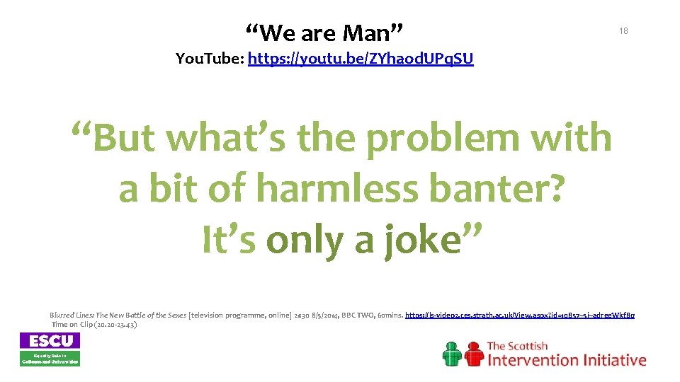 “We are Man” 18 You. Tube: https: //youtu. be/ZYhaod. UPq. SU “But what’s the