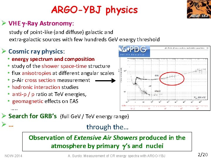 ARGO-YBJ physics ARGO-YBJ Ø VHE g-Ray Astronomy: study of point-like (and diffuse) galactic and