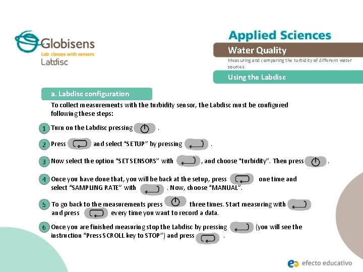 Water Quality Measuring and comparing the turbidity of different water sources. Using the Labdisc