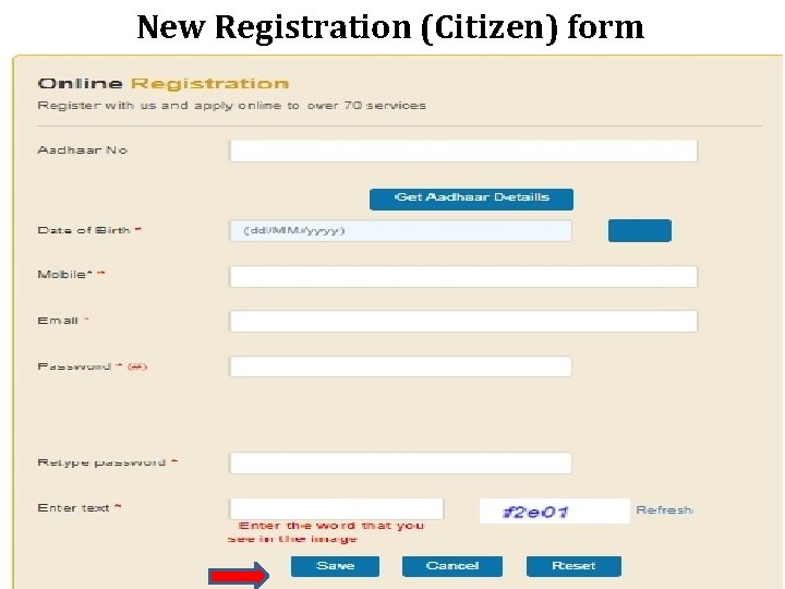 New Registration (Citizen) form 