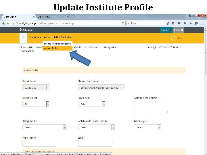 Update Institute Profile 