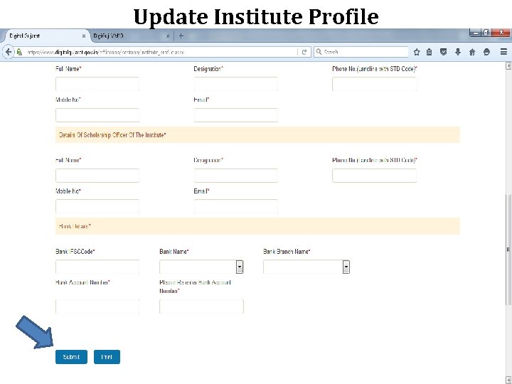 Update Institute Profile 