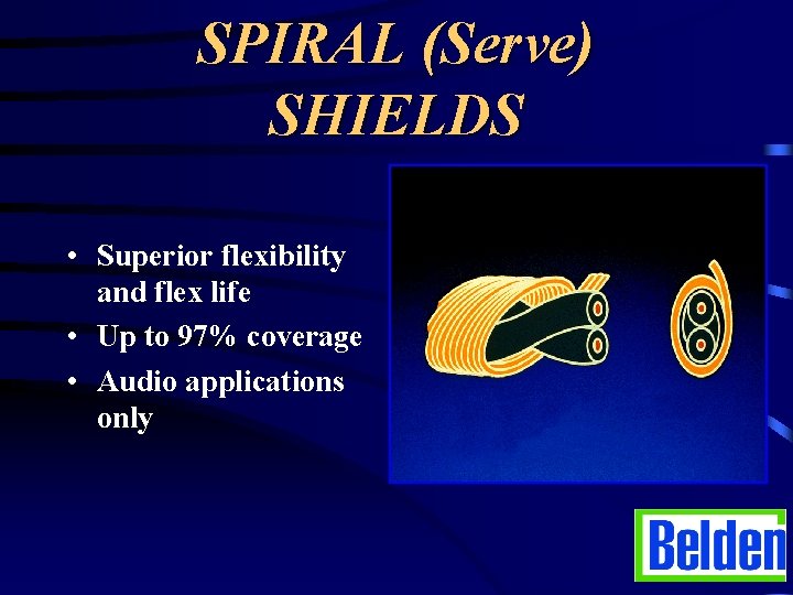 SPIRAL (Serve) SHIELDS • Superior flexibility and flex life • Up to 97% coverage