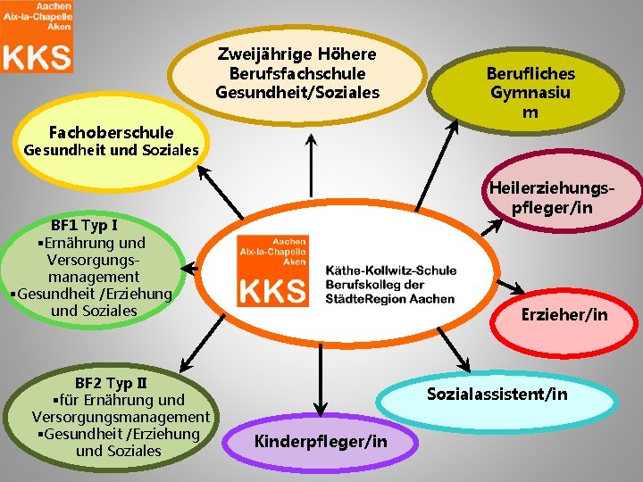 Zweijährige Höhere Berufsfachschule Gesundheit/Soziales Fachoberschule Berufliches Gymnasiu m Gesundheit und Soziales Heilerziehungspfleger/in BF 1