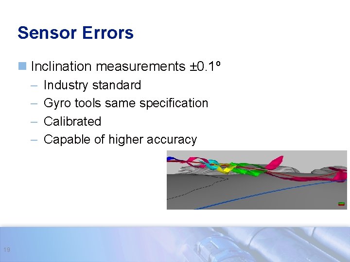 Sensor Errors n Inclination measurements ± 0. 1º – – 19 Industry standard Gyro