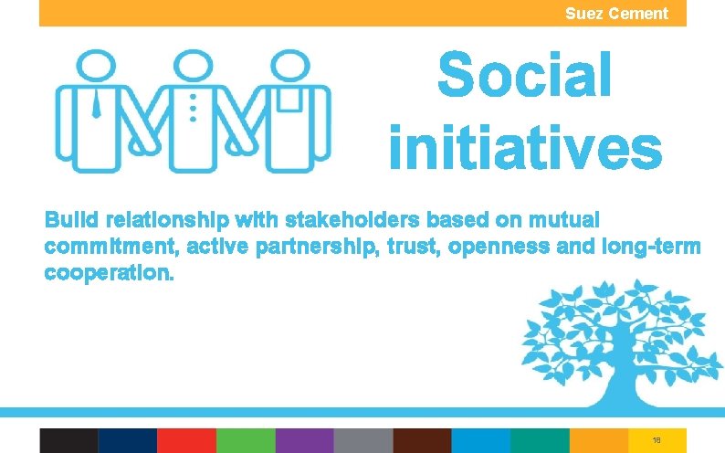 Suez Cement Group Social initiatives Build relationship with stakeholders based on mutual commitment, active