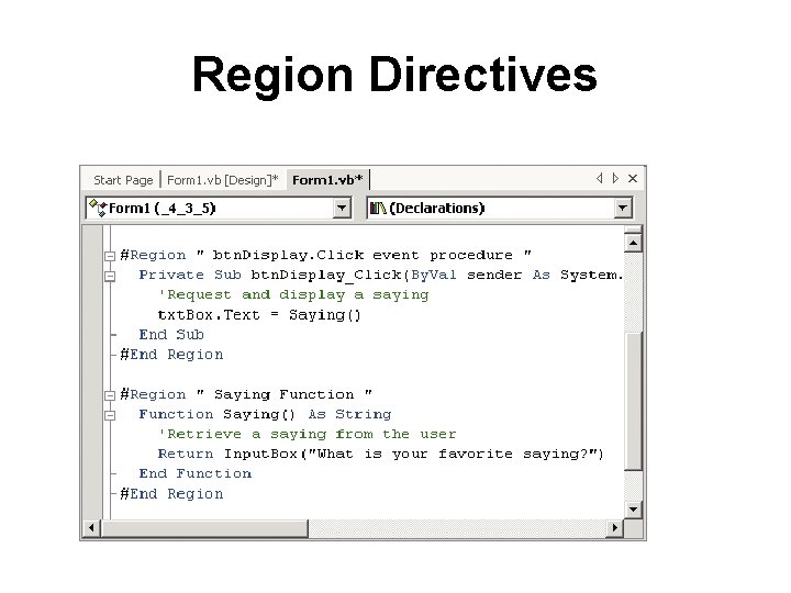Region Directives 