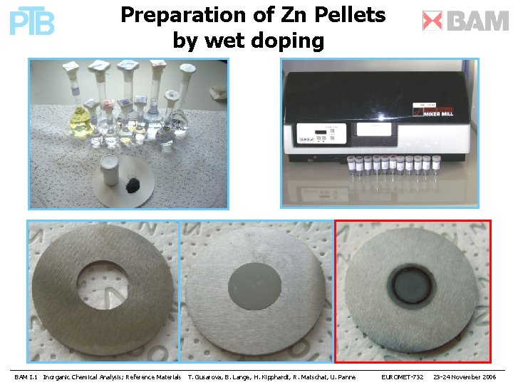 Preparation of Zn Pellets by wet doping Doping Mixing 52 elements shaking in 3
