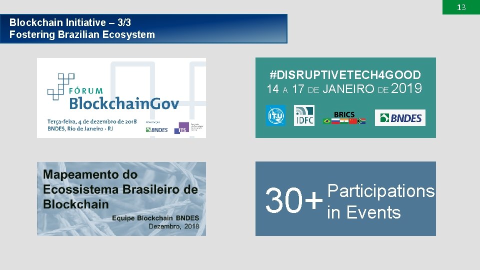 13 Blockchain Initiative – 3/3 Fostering Brazilian Ecosystem #DISRUPTIVETECH 4 GOOD 14 A 17
