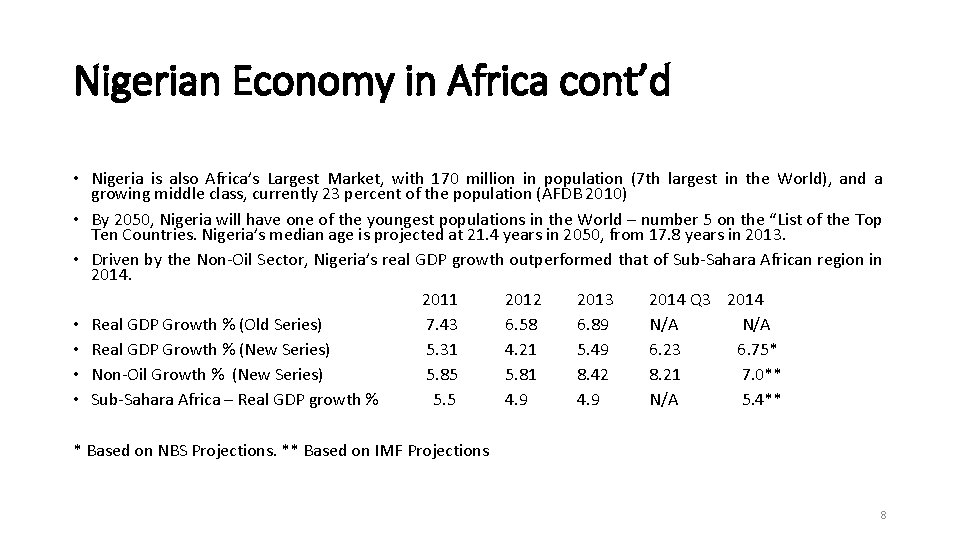 Nigerian Economy in Africa cont’d • Nigeria is also Africa’s Largest Market, with 170