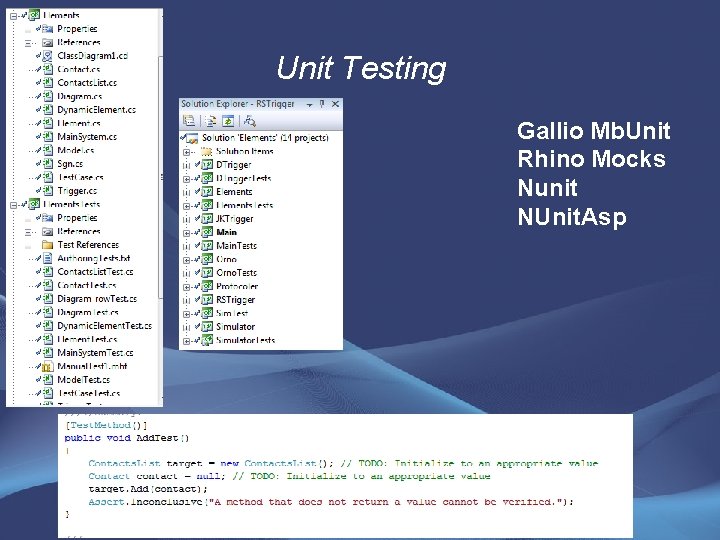 Unit Testing Gallio Mb. Unit Rhino Mocks Nunit NUnit. Asp 
