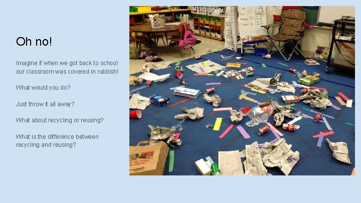 Oh no! Imagine if when we got back to school our classroom was covered
