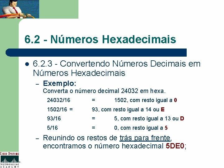 6. 2 - Números Hexadecimais l 6. 2. 3 - Convertendo Números Decimais em