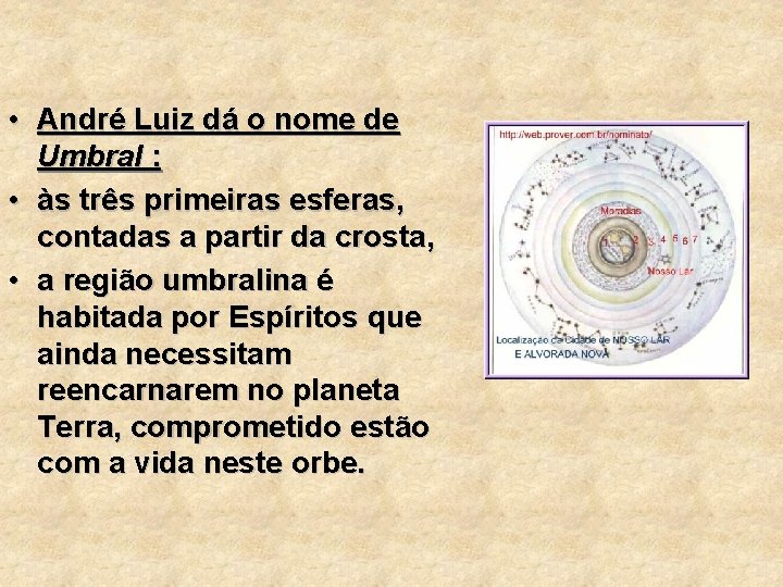  • André Luiz dá o nome de Umbral : • às três primeiras