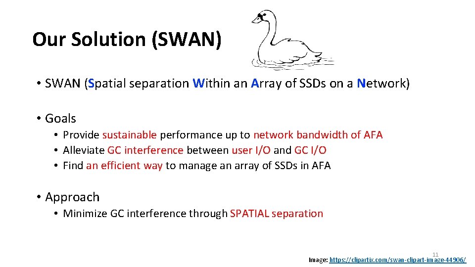 Our Solution (SWAN) • SWAN (Spatial separation Within an Array of SSDs on a