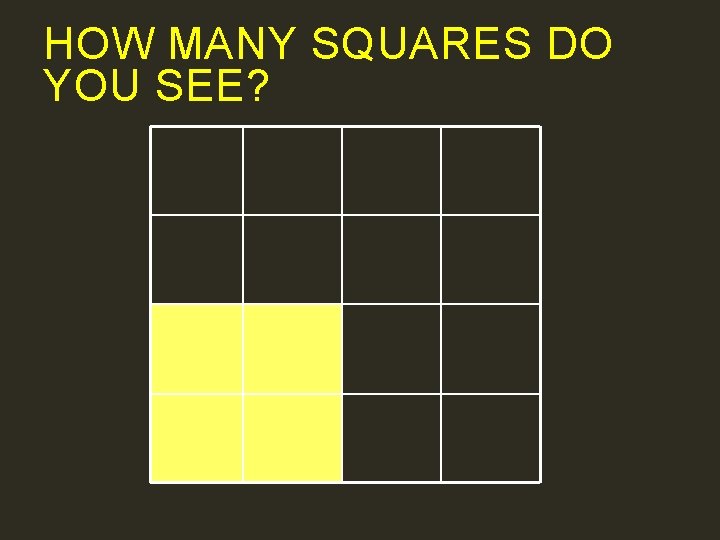 HOW MANY SQUARES DO YOU SEE? 