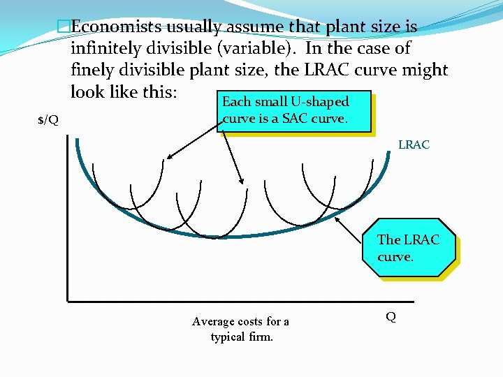 �Economists usually assume that plant size is infinitely divisible (variable). In the case of