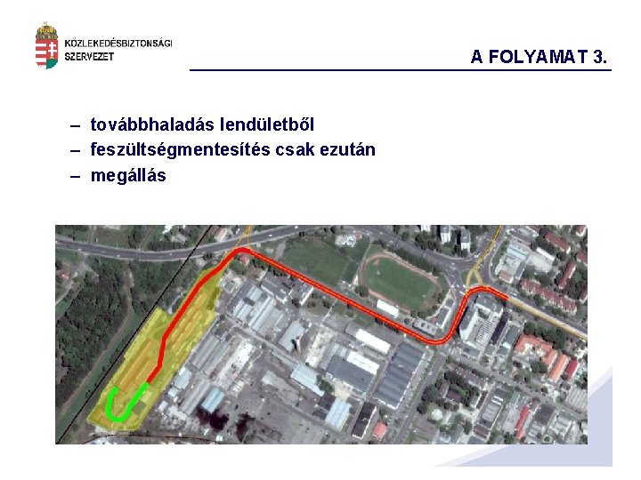 A FOLYAMAT 3. – továbbhaladás lendületből – feszültségmentesítés csak ezután – megállás 