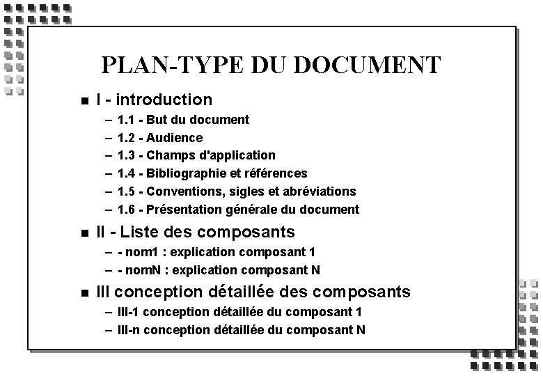 PLAN-TYPE DU DOCUMENT n I - introduction – – – n 1. 1 -