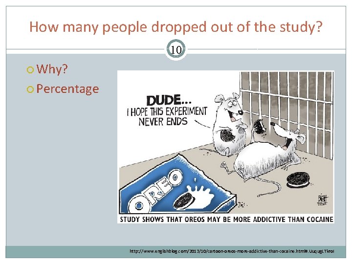 How many people dropped out of the study? 10 Why? Percentage http: //www. englishblog.