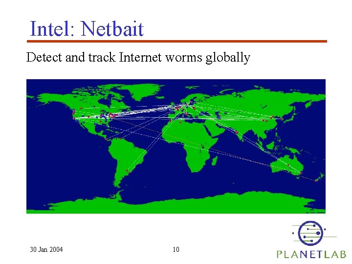 Intel: Netbait Detect and track Internet worms globally 30 Jan 2004 10 