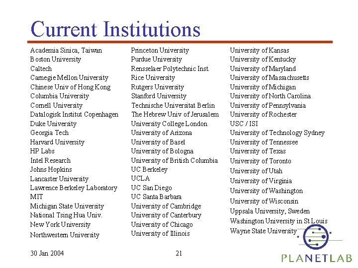 Current Institutions Academia Sinica, Taiwan Boston University Caltech Carnegie Mellon University Chinese Univ of
