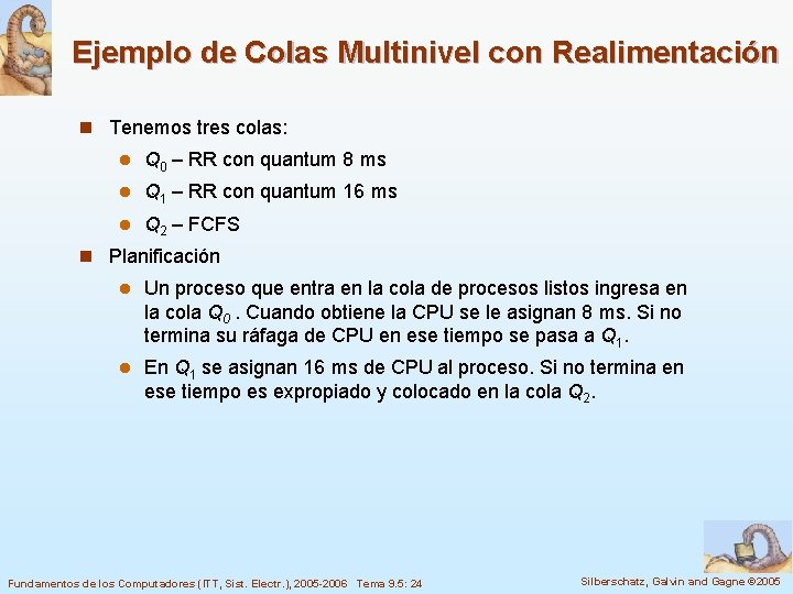 Ejemplo de Colas Multinivel con Realimentación n Tenemos tres colas: l Q 0 –