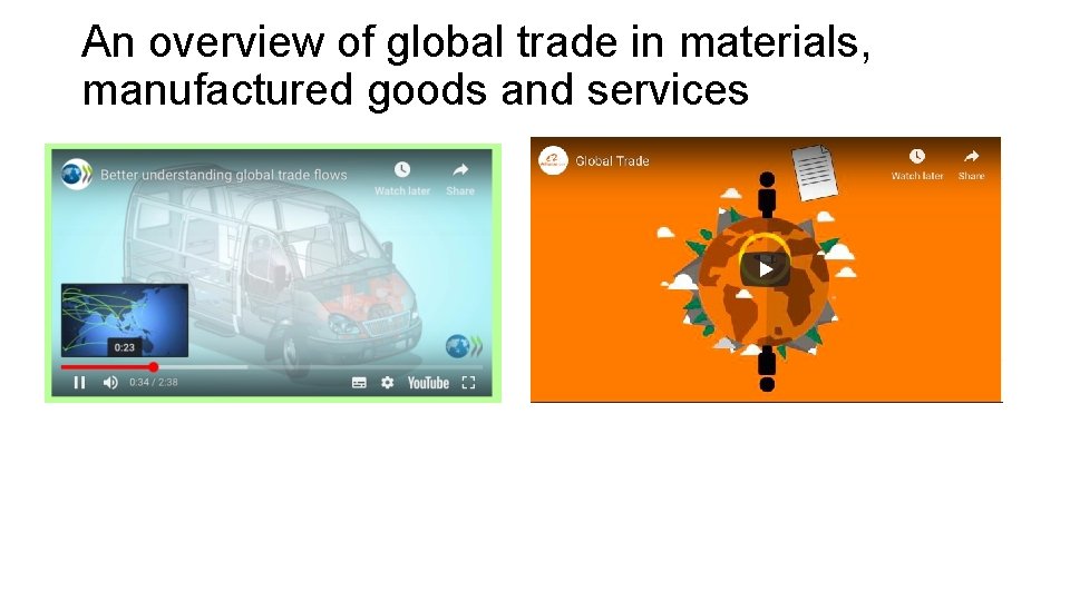 An overview of global trade in materials, manufactured goods and services 