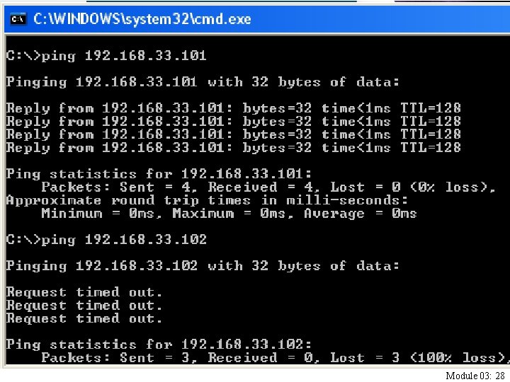  • Introduction to Computer Security and Information Assurance Ping Module 03: 28 