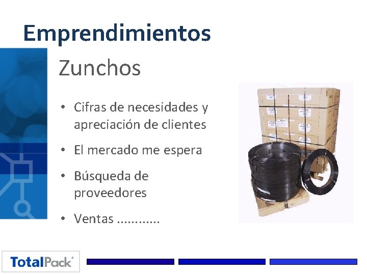 Emprendimientos Zunchos • Cifras de necesidades y apreciación de clientes • El mercado me