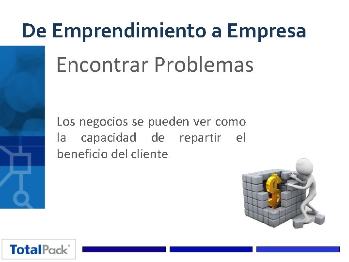 De Emprendimiento a Empresa Encontrar Problemas Los negocios se pueden ver como la capacidad