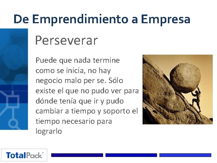 De Emprendimiento a Empresa Perseverar Puede que nada termine como se inicia, no hay