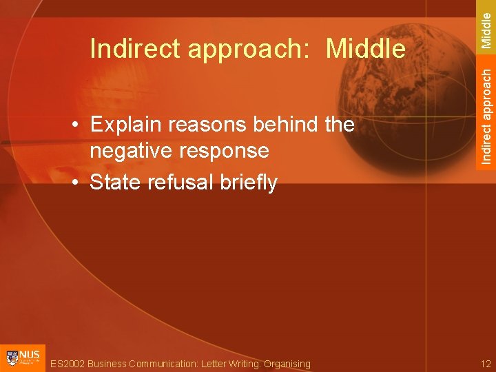  • Explain reasons behind the negative response • State refusal briefly ES 2002