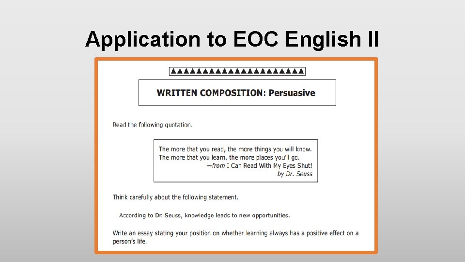 Application to EOC English II 