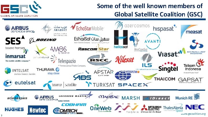 Some of the well known members of Global Satellite Coalition (GSC) CIS Space Systems