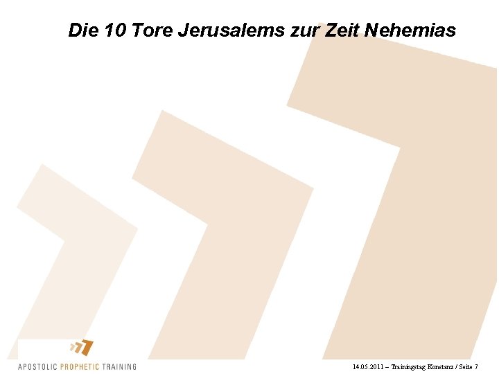 Die 10 Tore Jerusalems zur Zeit Nehemias 14. 05. 2011 – Trainingstag Konstanz /