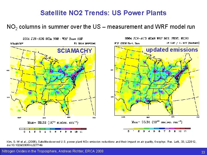 Satellite NO 2 Trends: US Power Plants NO 2 columns in summer over the