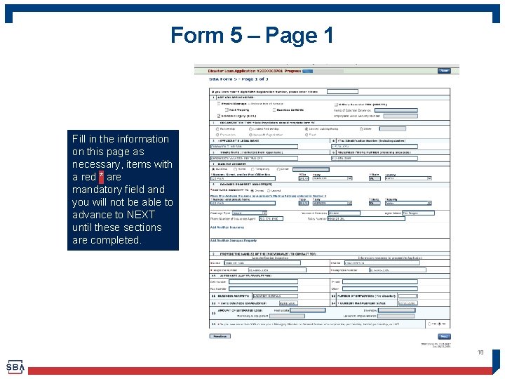 Form 5 – Page 1 Fill in the information on this page as necessary,