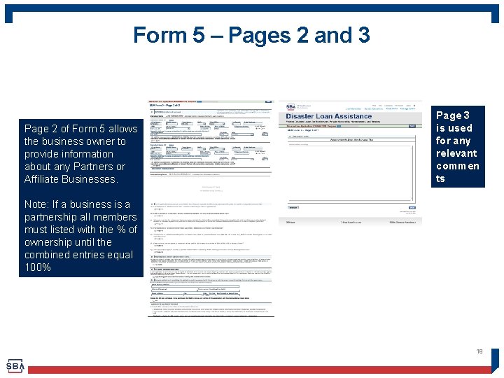 Form 5 – Pages 2 and 3 Page 2 of Form 5 allows the