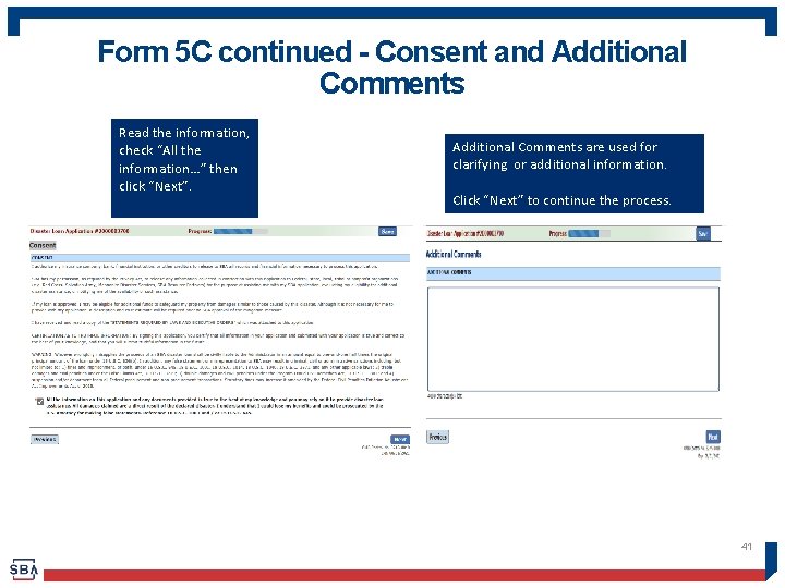 Form 5 C continued - Consent and Additional Comments Read the information, check “All