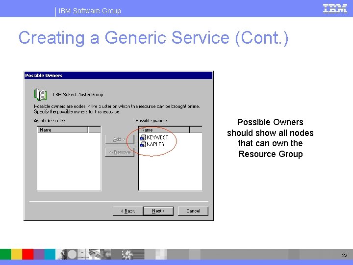 IBM Software Group Creating a Generic Service (Cont. ) Possible Owners should show all