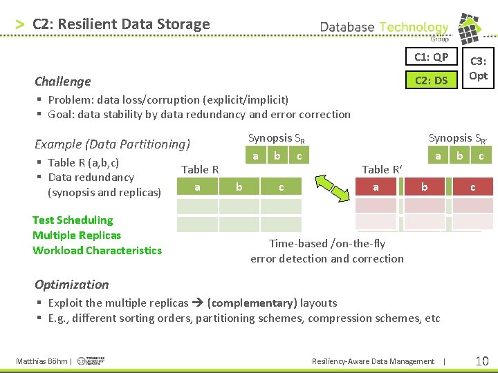 > C 2: Resilient Data Storage C 1: QP C 2: DS Challenge C