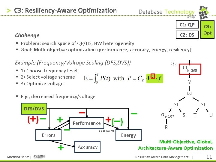 > C 3: Resiliency-Aware Optimization C 1: QP C 2: DS Challenge C 3: