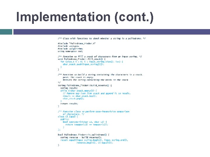 Implementation (cont. ) 